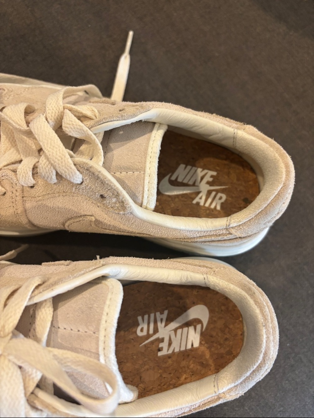 Women's Suede Lace-Up Sneakers in Light Beige - Picture 3 of 6